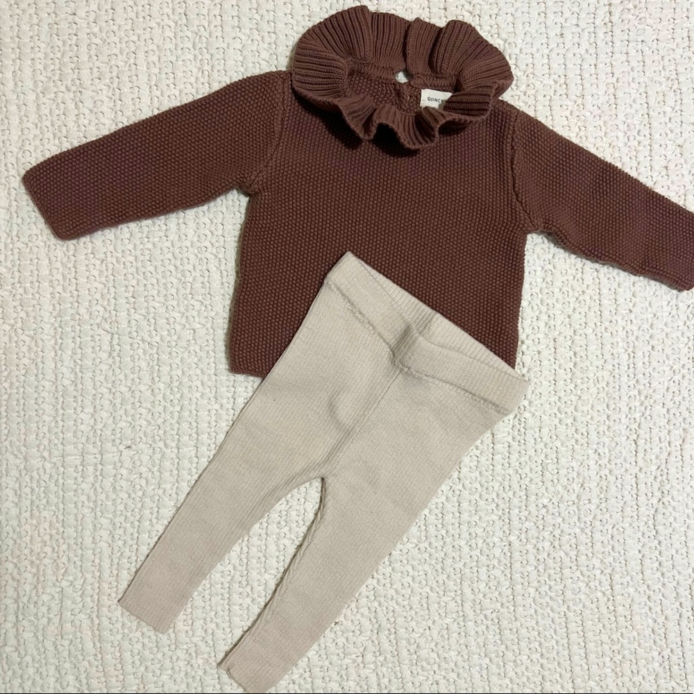 Quincy Mae sweater and Fub leggings in size 3-6 months.